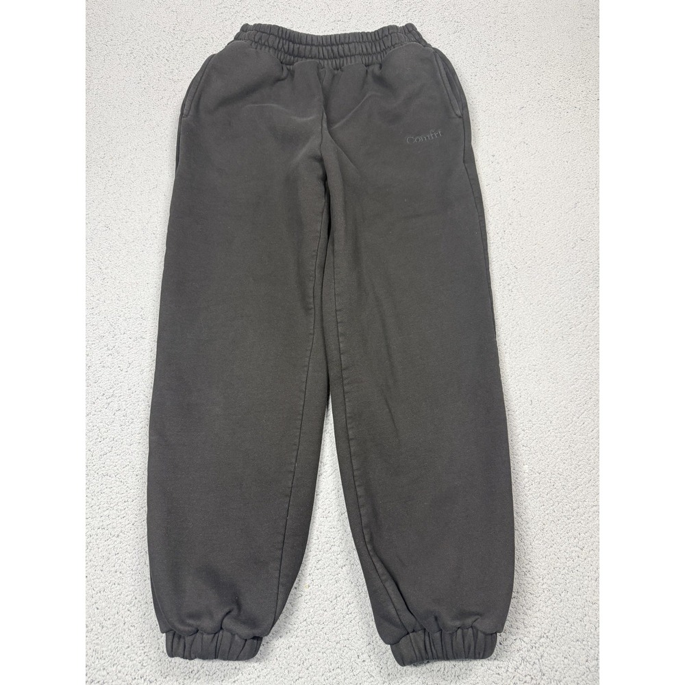 Comfrt Sweatpants Mens Large Black Fleece Joggers Elastic Cuff Lounge Athletic